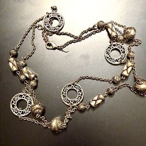 Retired Premier Design Langford  Silver Tone Beaded Necklace